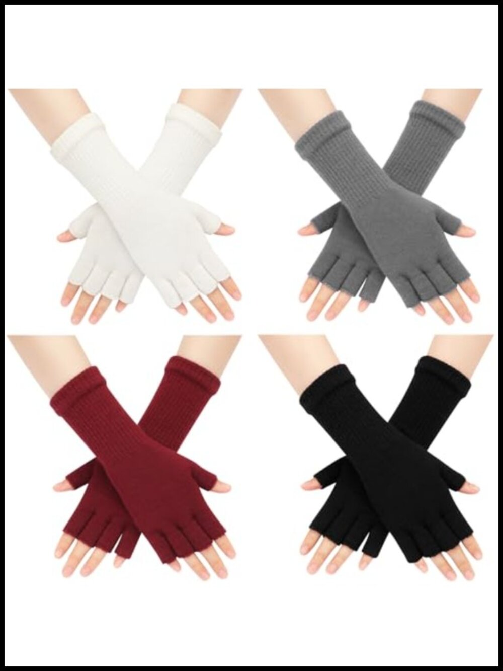 Fingerless Knit Gloves Half Finger Long Wrist Cuff Acrylic Blend Winter Typing